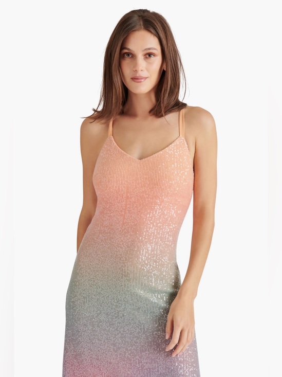 Steve Madden Dresses & Skirts - Steve Madden Sparkle Ombre Maxi Dress in Peach, Light Blue, Coral. Sz 4 NWT